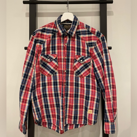 Plaid Red, Blue, Yellow & White Long-Sleeve Button Down - Picture 3 of 8